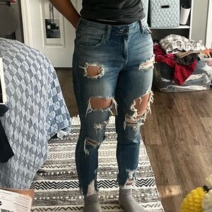 Distressed Blue Jeans